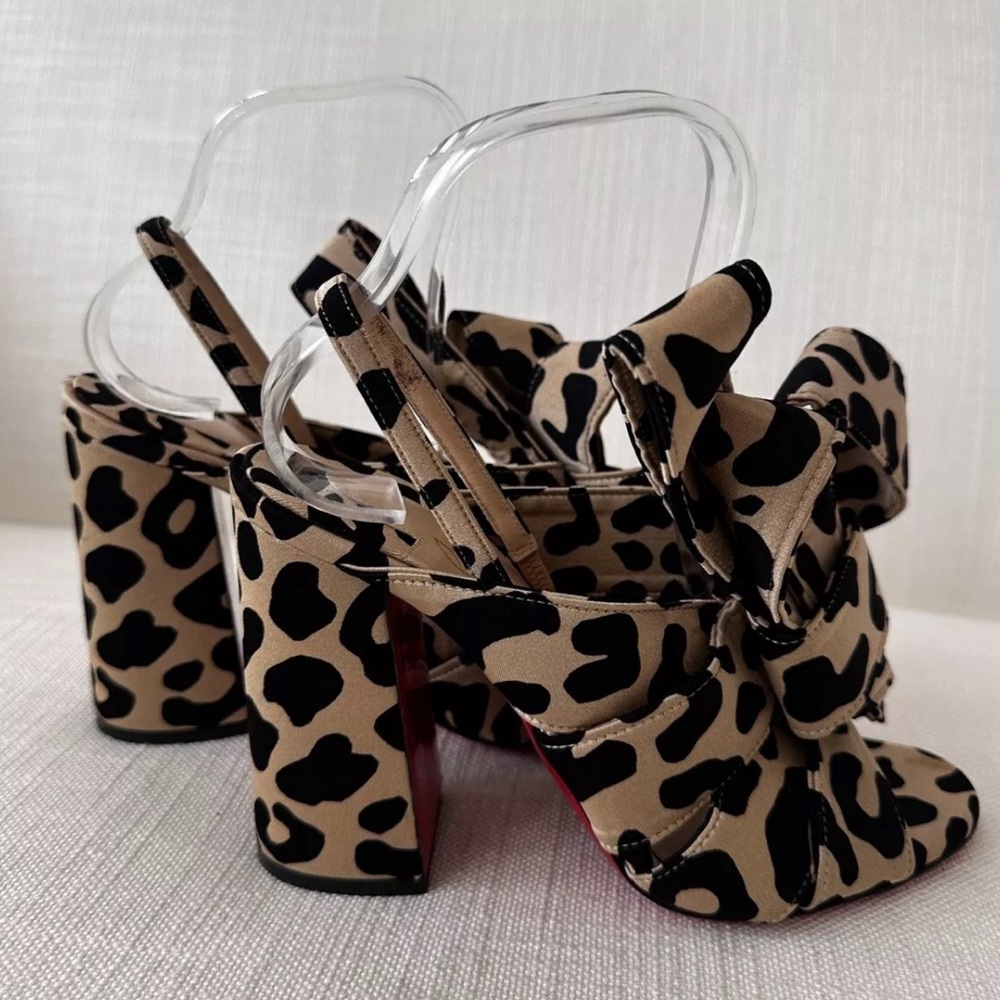 Christian Louboutin 👠Leopard Print Block Heel Slingback Mules